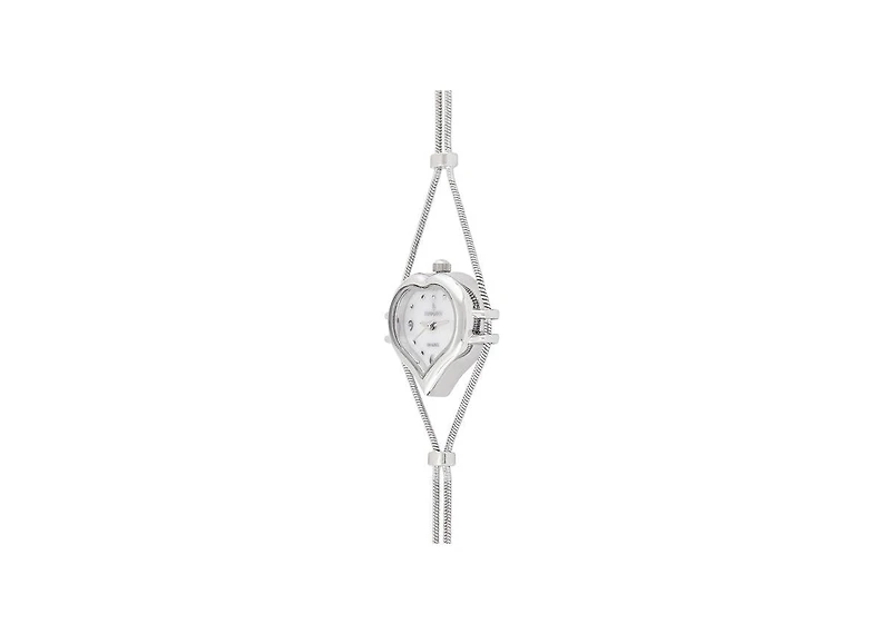 Peugeot Womens Silver Heart Shape Wire Watch with White dial
