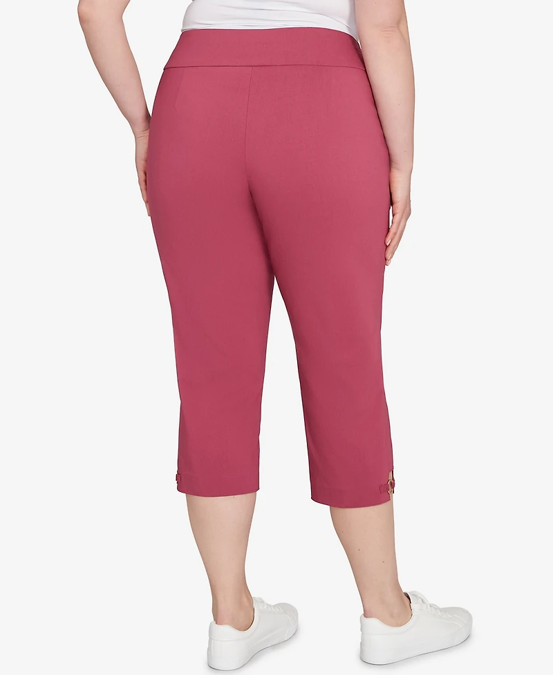 Hearts Of Palm Plus Solid Tech Stretch Capri Pants