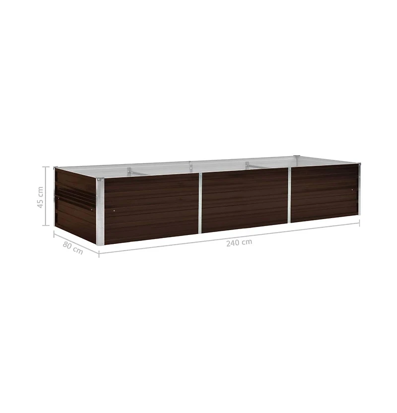 Garden Raised Bed Brown 94.5"x31.5"x17.7" Galvanized Steel