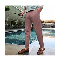 Campus Sutra Men's Nude Pink Striped Tailored Trousers