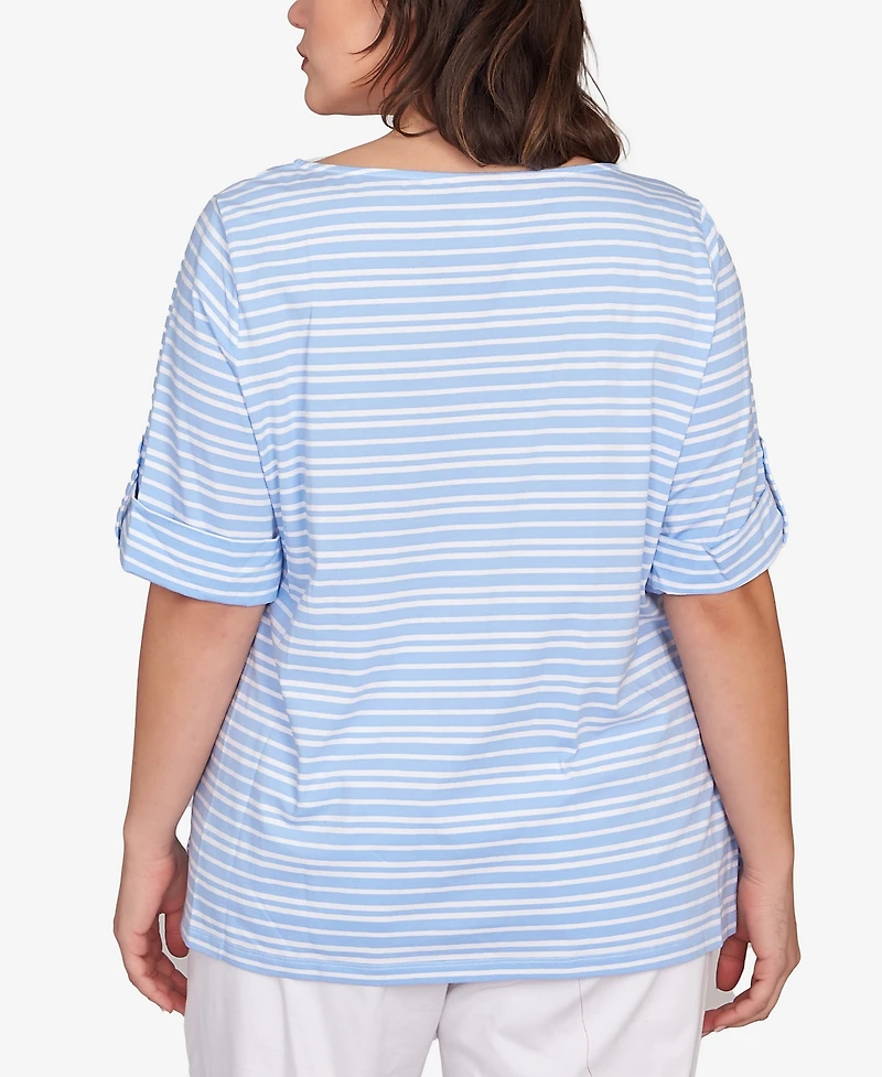 Ruby Rd. Plus Size Variegated Stripe Knit Top