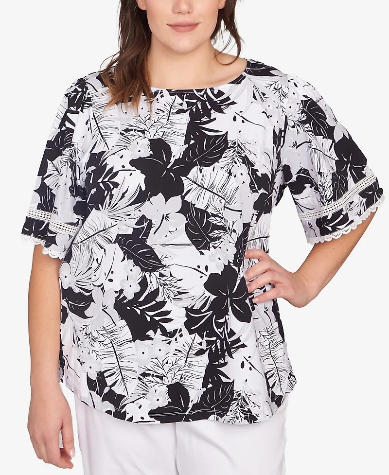 Ruby Rd. Plus Tropical Layered Print Top