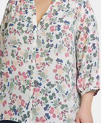 Nydj Plus Pintuck Blouse Sleeve Top