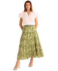 Vince Camuto Women's Cotton Tiered Smocked-Waist Maxi Skirt