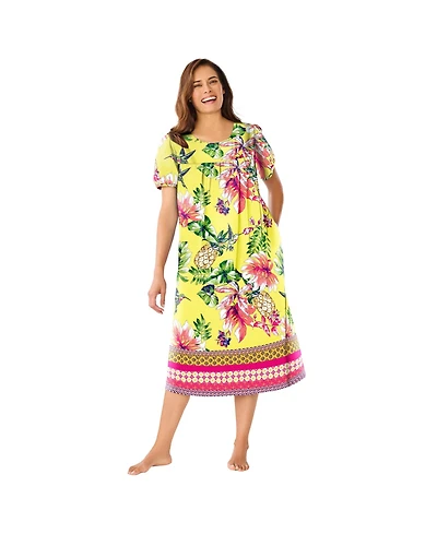 Only Necessities Women's Short Print Shirred Lounger