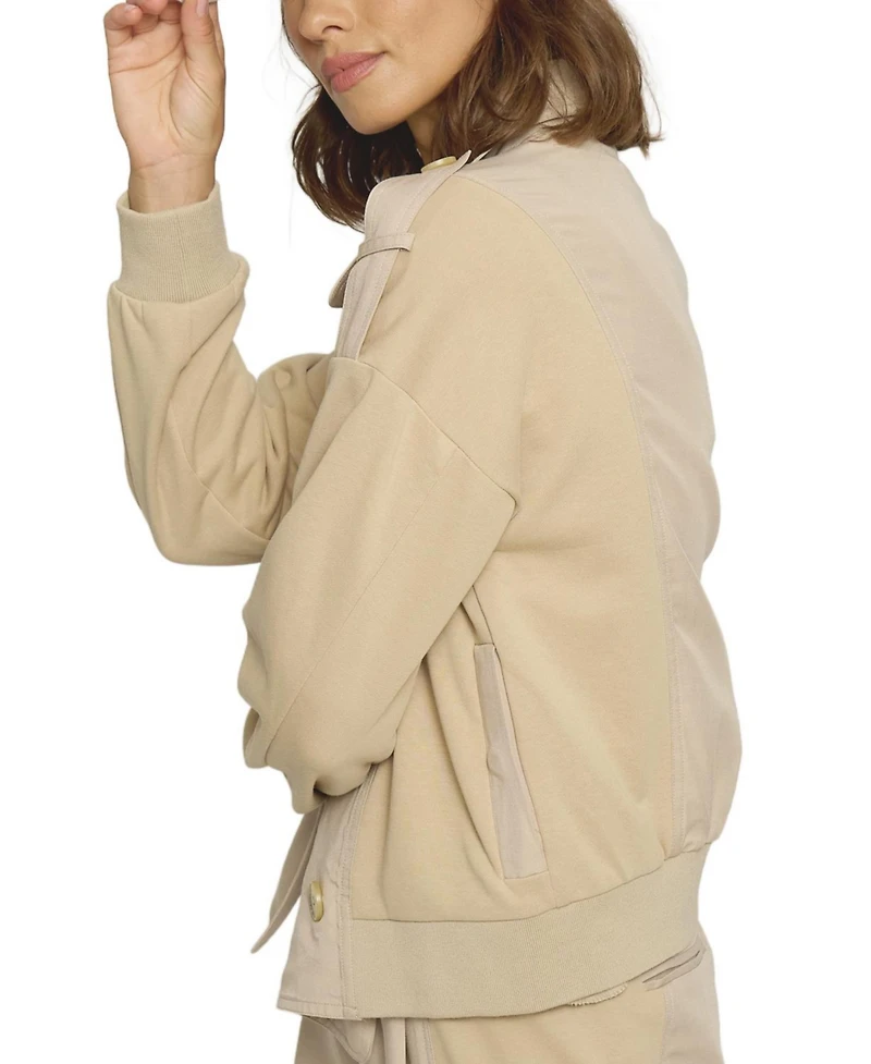 Central Park West Women's Mixed Media Trench Bomber Jacket
