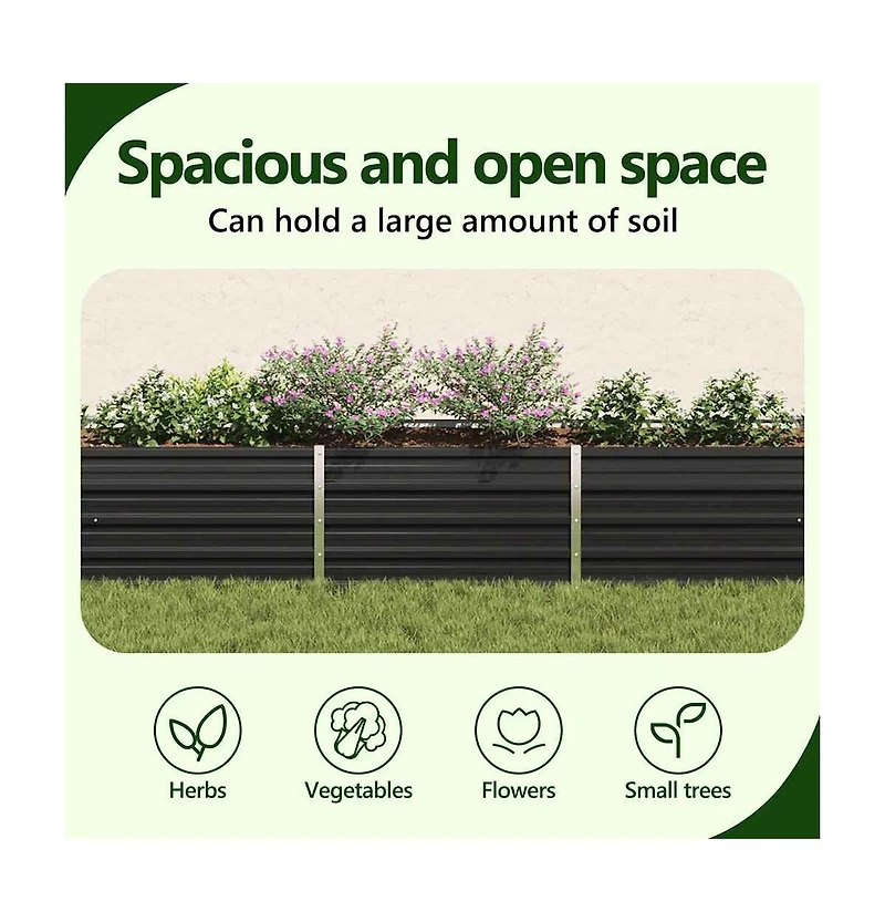 Garden Raised Bed Galvanized Steel 94.5"x15.7"x17.7" Anthracite