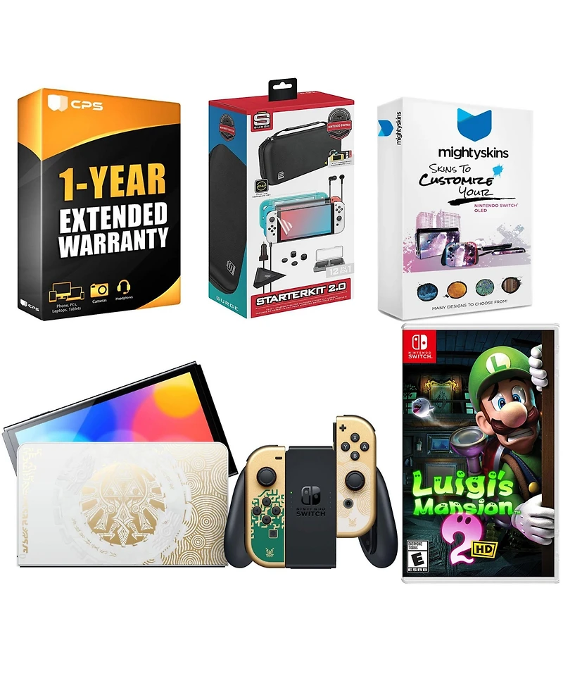 Nintendo Switch Oled Legend of Zelda: Tears of the Kingdom Edition with Luigi s Mansion 2 Hd, Surge Accessory Gaming Kit