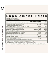 Codeage Women s Multivitamin - Vitamins A, C, D3, E, B6, B12, Folate, Calcium, Magnesium, Iron,, Probiotics - 1 Capsule Per Serving