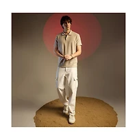 Campus Sutra Men's Saltbox Beige Chevron Polo T-Shirt