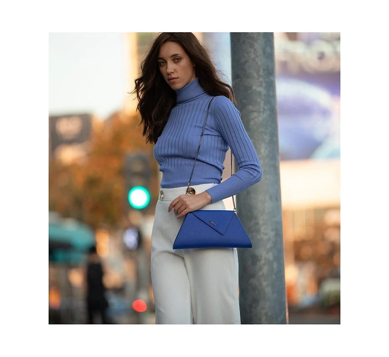 Susu Leather Clutch Bag Evening Purse Crossbody Cobalt Blue Unique Women's Handbag