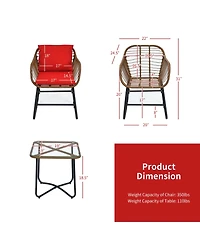 Gymax 3 Piece Patio Conversation Furniture Set Outdoor Bistro Set With Cushions