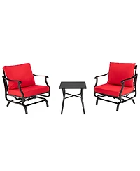 Gymax 3 Piece Patio Conversation Bistro Set Outdoor Rocking Chair Set w/ Cushions