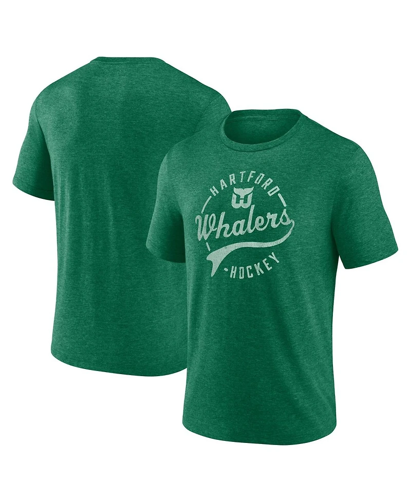 Fanatics Men's Heather Green Hartford Whalers Vintage Hockey Distressed Overtime Tri-Blend T-Shirt