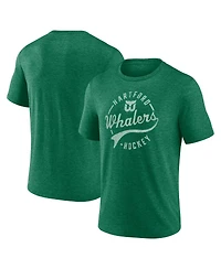 Fanatics Men's Heather Green Hartford Whalers Vintage Hockey Distressed Overtime Tri-Blend T-Shirt