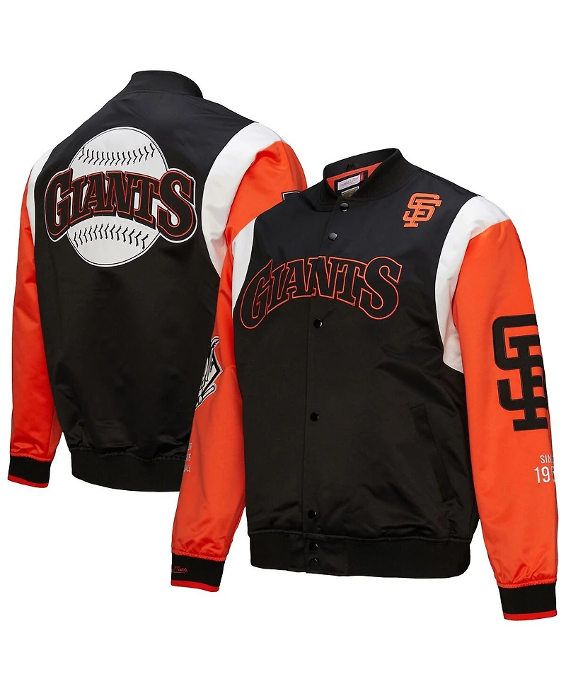 Mitchell & Ness Men's Black/Orange San Francisco Giants Cooperstown Collection Team Origins Satin Full-Snap Jacket