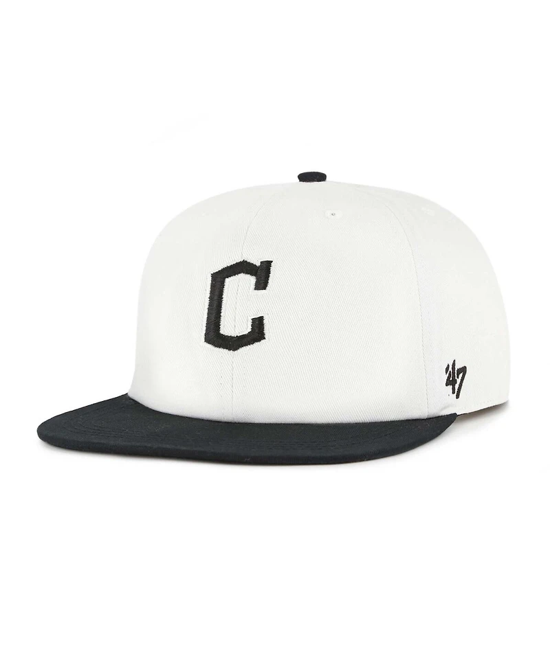 '47 Brand Men's White/Black Cleveland Guardians Foundation Captain Snapback Hat