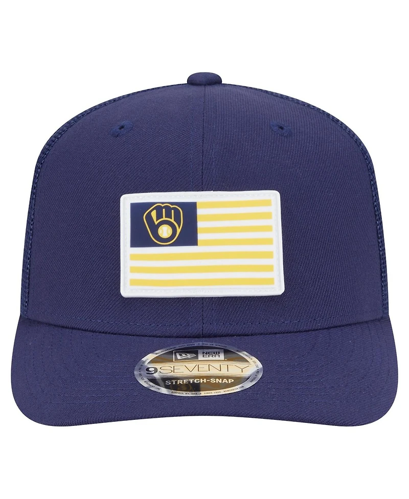 New Era Men's Navy Milwaukee Brewers Flag 9SEVENTY Stretch-Snap Hat