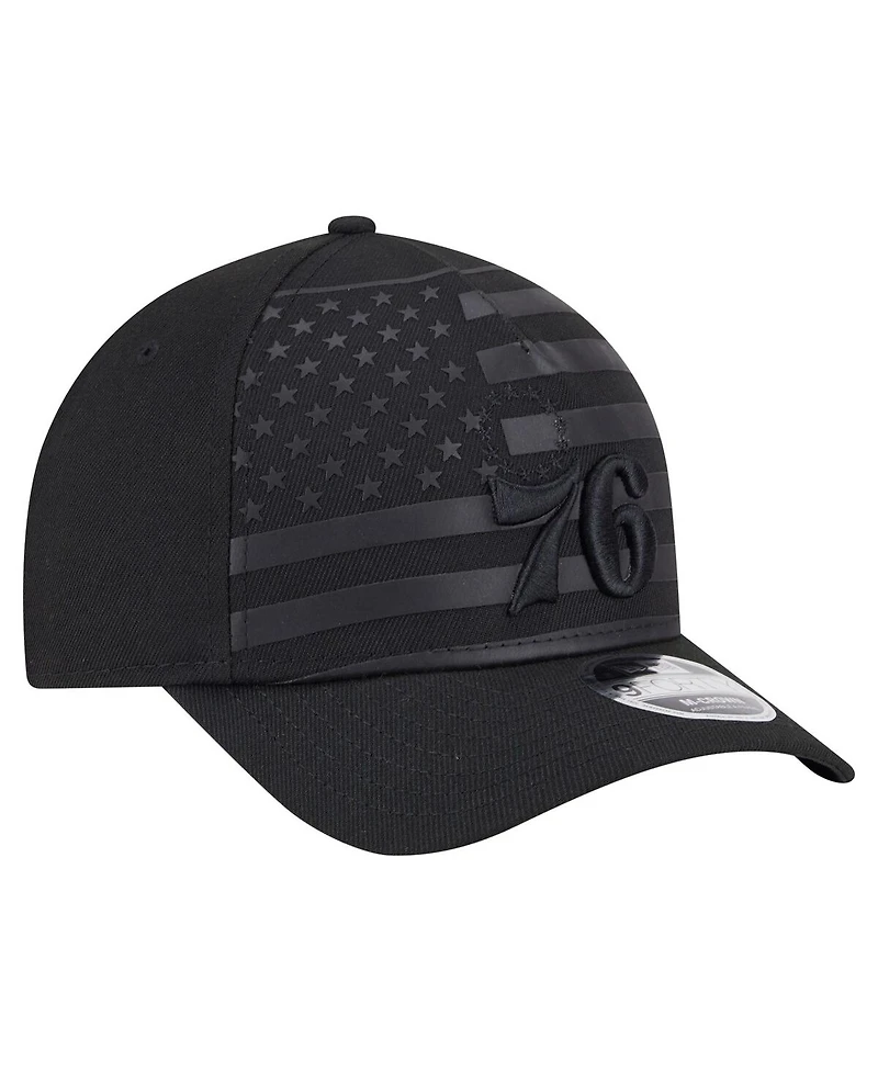 New Era Men's Black Philadelphia 76ers Game Day Flag A-Frame 9FORTY Adjustable Hat