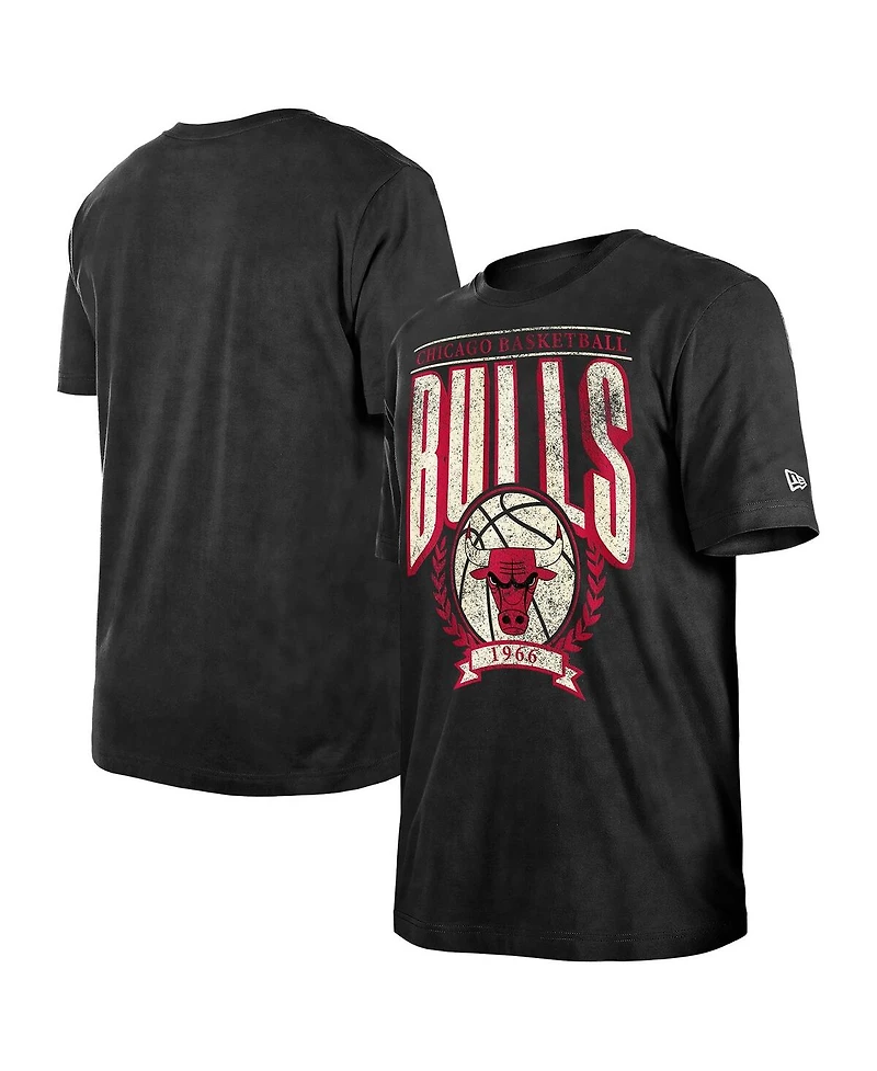 New Era Men's Black Chicago Bulls Throwback Vintage Boxy Mineral Wash T-Shirt
