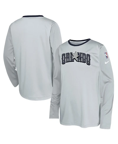 Nike Big Boys and Girls Gray Orlando Magic 2024/25 City Edition Pregame Performance Long Sleeve Shooting T-Shirt