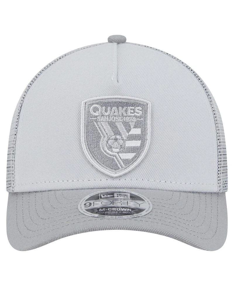 New Era Men's Gray San Jose Earthquakes Color Pack 9FORTY A-Frame Adjustable Trucker Hat