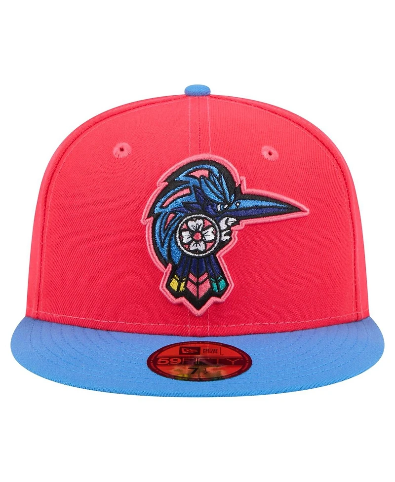 New Era Men's Red/Light Blue Fayetteville Woodpeckers Copa de la Diversion 59FIFTY Fitted Hat