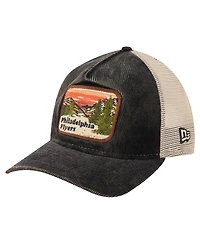New Era Men's Black/Cream Philadelphia Flyers Vintage Landscape 9TWENTY A-Frame Adjustable Trucker Hat