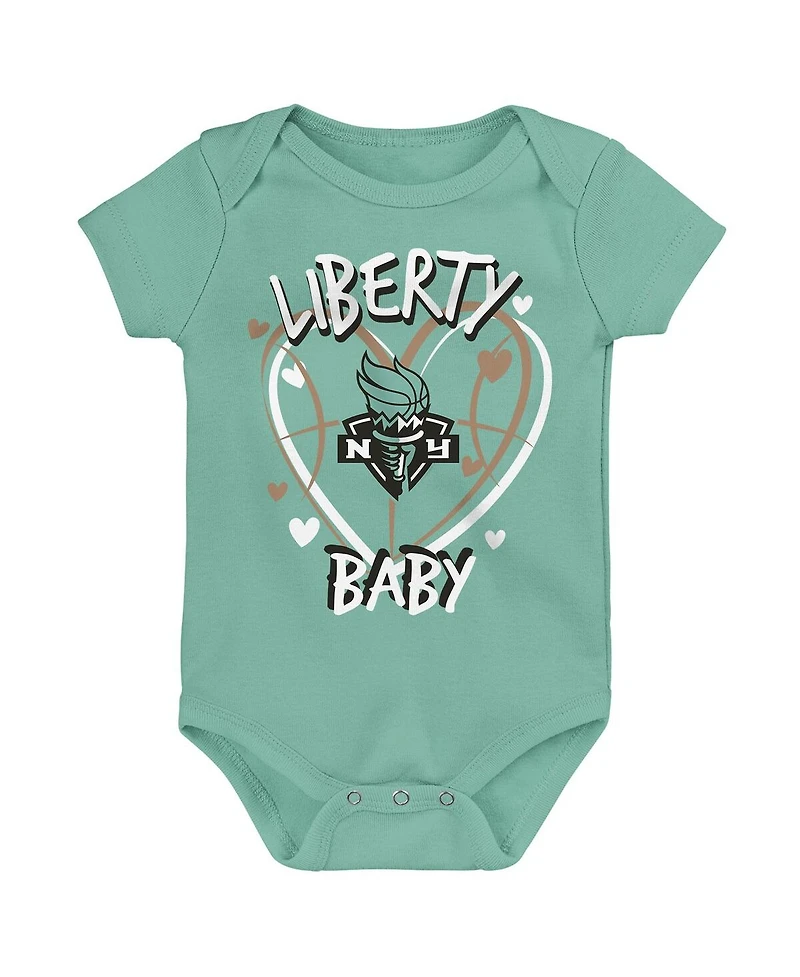 Outerstuff Baby Boys and Girls 3-Pack New York Liberty Slide Home Creeper Set