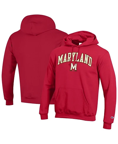 Champion Men's Red Maryland Terrapins Arch Over Logo Pullover Hoodie