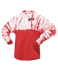 Spirit Jersey Men's and Women's Red Carolina Hurricanes Crystal Half Dye Long Sleeve T-Shirt