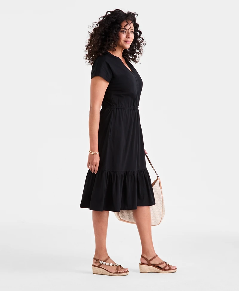Style & Co Women's Printed Short-Sleeve Tiered Dress, Exclusively at Macy's