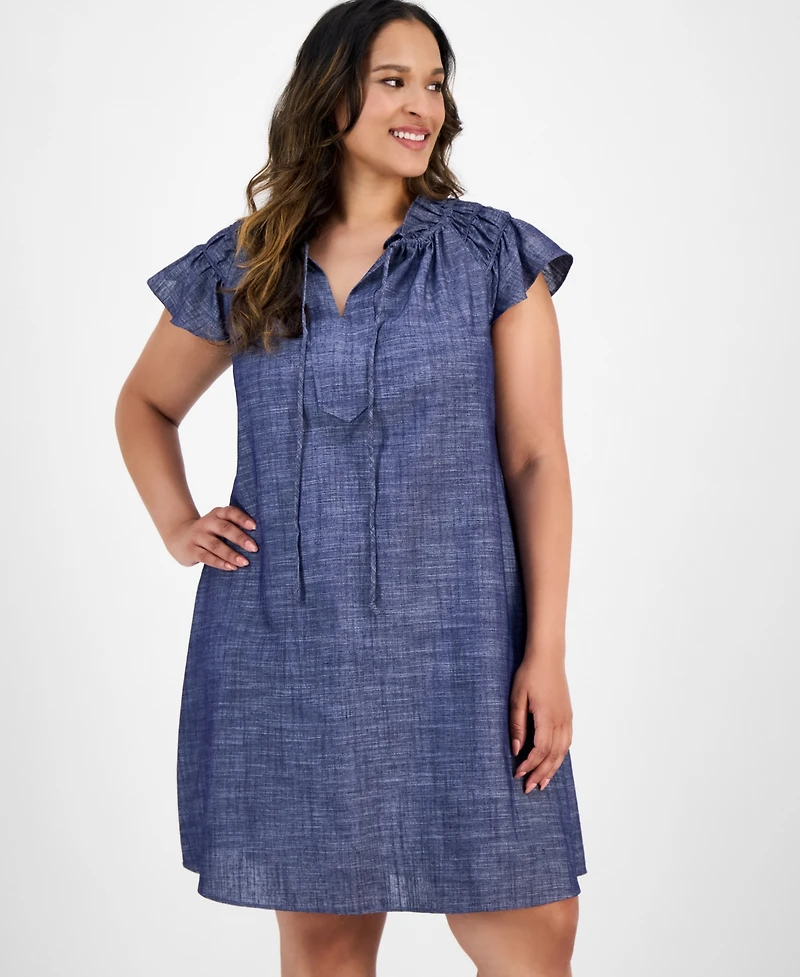 Robbie Bee Plus Denim Shift Dress