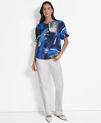 Dkny Women's Printed Voile Short-Sleeve Blouse