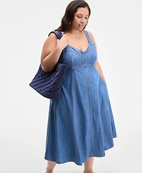 On 34th Trendy Plus Denim Sweetheart-Neck Midi Dress, Exclusively at Macy's
