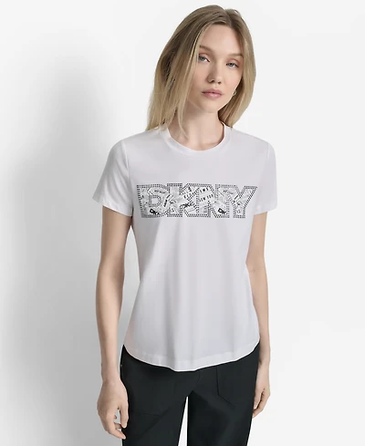Dkny Women's Newspaper Logo Crewneck T-Shirt