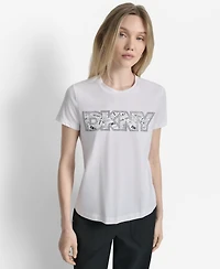 Dkny Women's Newspaper Logo Crewneck T-Shirt