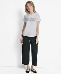 Dkny Women's Newspaper Logo Crewneck T-Shirt