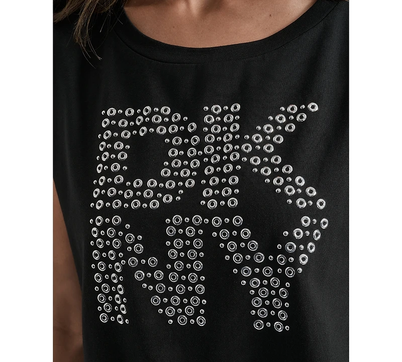 Dkny Women's Grommet Stack Logo Crewneck T-Shirt