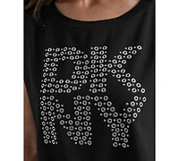 Dkny Women's Grommet Stack Logo Crewneck T-Shirt