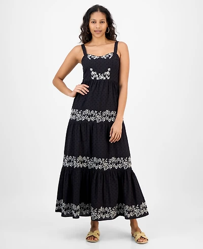 And Now This Women's Embroidered Cotton Maxi Dress, Exclusively at Macy's