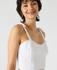 Steve Madden Women's Embroidered Tie-Shoulder Top
