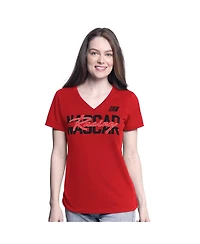 G-iii 4Her by Carl Banks Women's Red Nascar Batter Up V-Neck T-Shirt