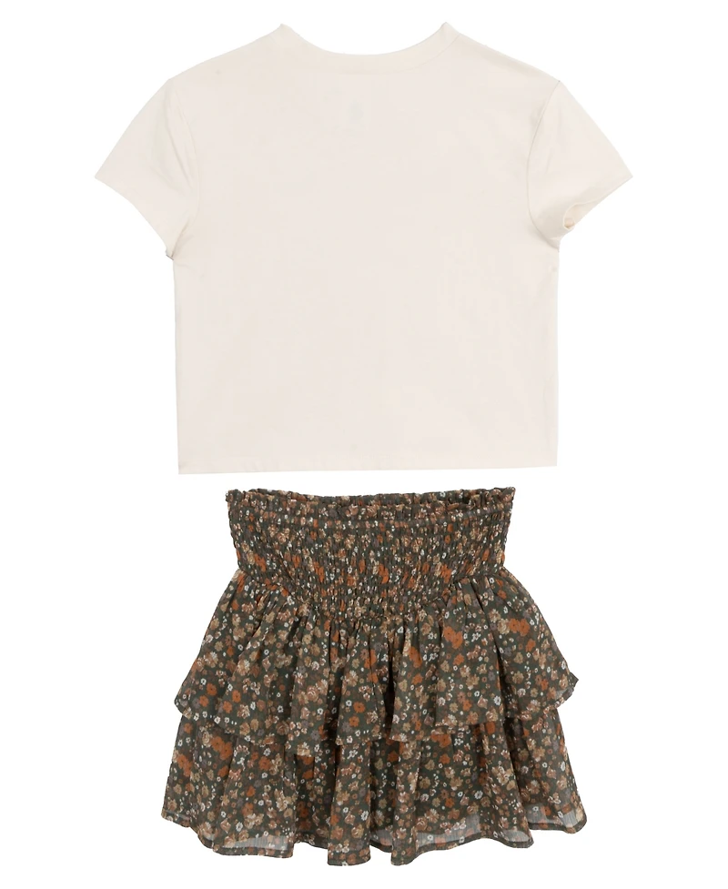 Rare Editions Big Girls 2-Piece Graphic T-Shirt and Tiered Skort Set