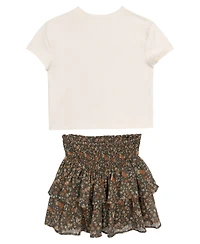Rare Editions Big Girls 2-Piece Graphic T-Shirt and Tiered Skort Set