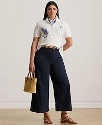 Lauren Ralph Plus Stretch Chino Wide-Leg Cropped Pants