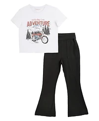 Rare Editions Big Girls 2-Piece T-Shirt and Ribbed Flare Pants Set