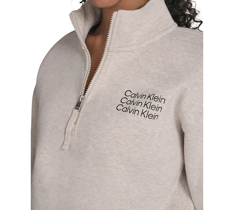 Calvin Klein Performance Women's Mini Triple Logo Fleece Half-Zip Pullover Sweatshirt