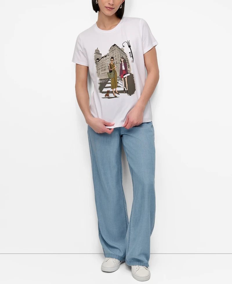 Dkny Women's Fifth Avenue Conversation Crewneck Tee
