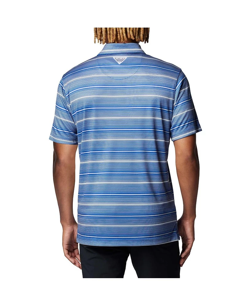 Columbia Men's Royal Kentucky Wildcats Pfg Super Terminal Tackle Omni-Shade Stripe Polo Shirt